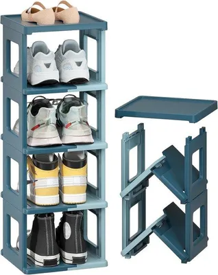 Immagine prodotto di Famanu - Scaffale per scarpe a 5 ripiani - Blu scuro e blu chiaro
