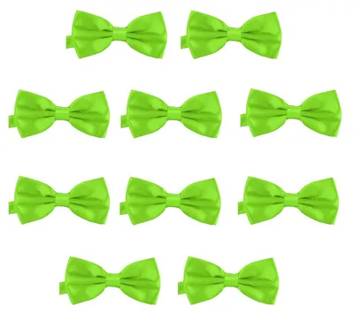Produktbild von 10er Set DonDon Herren Fliege 12 x 6 cm gebunden und längenverstellbar neongrün