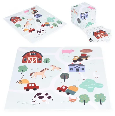 Obrázok produktu pre Veľká penová podložka EVA pre deti s motívom farmy, 90,5 x 90,5 cm, 21 dielov, ECOTOYS