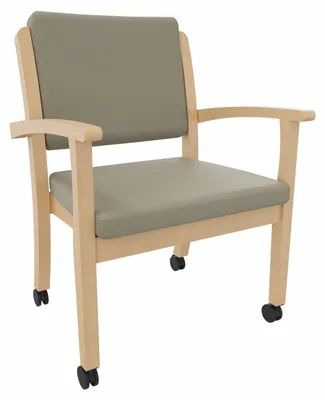 Produktbild von Schwerlaststuhl Alexander XXL auf Rollen – Stabiler Stuhl mit Armlehnen für Adipositas bis 250 kg.Stoffbezug:Clean-Kunstleder Walter Macadamia,Sitzhöhe:52,5cm