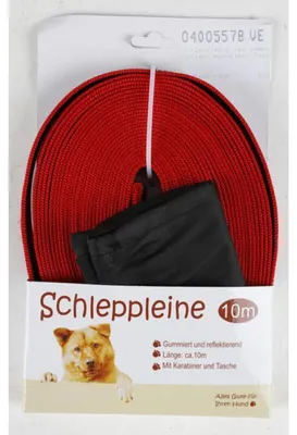 Image de Laisse de traction pour chien 10 mètres caoutchoutée réfléchissante Mousqueton Sac de rangement