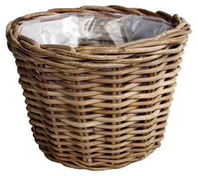 Produktbild von Konischer Rattanübertopf Grau mit Folienauskleidung Ø 18 cm