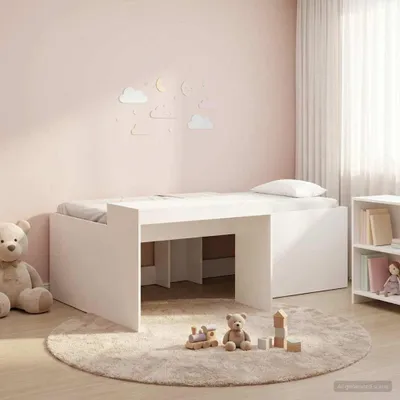 Productafbeelding van Maison Exclusive - Hoogslaper met bureau voor kinderen, wit, 100 x 200 cm