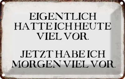 Produktbild von vianmo Blechschild 12x18 cm eigentlich hatte heute viel vor