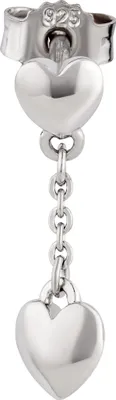 Produktbild von NKlaus Einzel Ohrstecker mit hängende Herz 925 Silber rhodiniert 6x4mm Damen Ohrhänger 13519