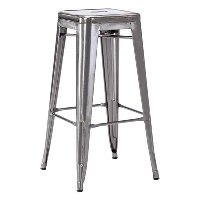 Produktbild von 1x Stuhl Hocker Metall Farbwahl Used Look Sitzfläche Holz Barhocker stapelbar, Farbe:Metallic, Material:Metall