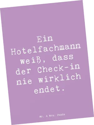 Produktbild von Mr. & Mrs. Panda Postkarte Spruch Hotelfachmann Lebensweisheit - Lavendeltraum - Geschenk, Berufsleben, Beruf, Postkarten, Hotellerie, Ansichtskarte, Ansichtskarten
