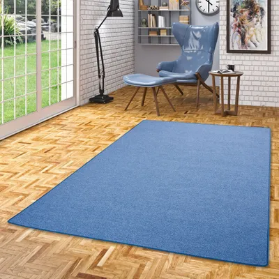 Produktbild von Feinschlingen Velour Teppich Strong Blau, Größe:160x200 cm