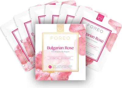 Produktbild von FOREO Bulgarian Rose feuchtigkeitsspendende Sheetmaske für trockene, müde Haut, 6 Masken