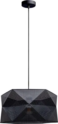 Produktbild von Pendelleuchte Metall Stoff Ø 70 cm H: max. 90 cm Schwarz E27 rund Modern Hängeleuchte