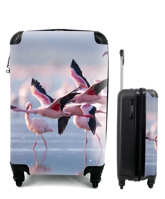 Produktbild von MuchoWow® Koffer Handgepäck Trolley Rollkoffer Kleine Reisekoffer mit 4 Rollen - Flamingo - Vogel - Wasser - Rosa - Cabin Size < 55x40x23 cm & 55x40x20 cm - Fotokoffer - Kabinenkoffer - Boardgepäck - Reise-Box - Reisekoffer - Reisegepäck - Koffer mit Bild - Trolley für Kinder