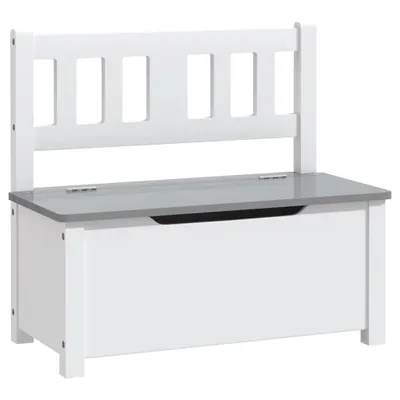 Produktbild von Kinderbank mit Stauraum Weiß und Grau 60x30x55 cm MDF