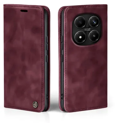 Produktbild von Handy Hülle für Xiaomi Redmi Note 15 Pro 5G Klapphülle Bookcase Flip Cover Handy Tasche Etui Farbe: Weinrot