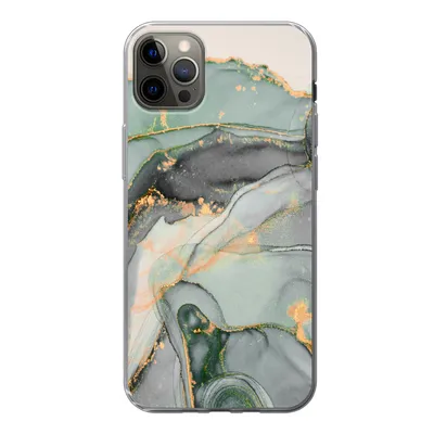 Produktbild von MuchoWow® Handyhülle Schutzhülle Hülle für iPhone 12 Pro Max Gold - Marmor - Grün - Luxus - Glitzer - Marmoroptik Silikon Softcase Handy Hülle - Hartschale