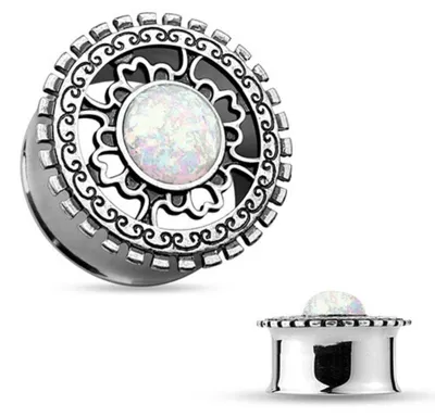 Produktbild von Plug Flesh Ohr Piercing „Opal Glitter“ 05 mm