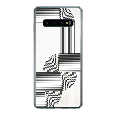 Produktbild von MuchoWow® Handyhülle Schutzhülle Hülle für Samsung Galaxy S10 Kunst - Schwarz - Weiß - Linie Silikon Softcase Handy Hülle - Handytasche
