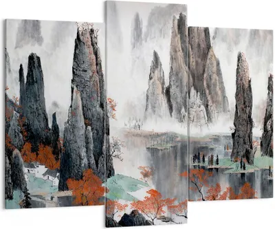 Produktbild von Bild auf Leinwand - Leinwandbild - Berge Märchen Nebel - 130x100cm - Wand Bild - Wanddeko - Leinwanddruck - Bilder - Kunstdruck - Wanddekoration - Leinwand bilder - Wandkunst - CB130x100-3887