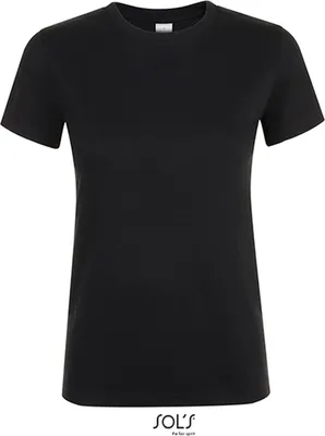 Image de SOLs 01825 | T-shirt femme Régent / Coton semi-peigné ring-spun - Couleur : Deep Black - Taille : L