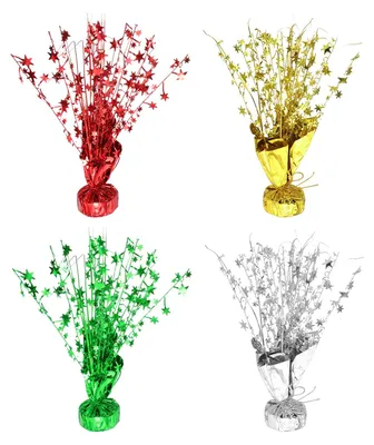 Metall-Tischdekoration 4er-Set, 31 cm, Gold/Silber/Rot/Grün