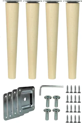 Produktbild von Holzfüße gerade 25cm Holzmöbelfüße Möbelbeine Buche Holz Möbelfüße Schrank Beine Kegel 4 Stück