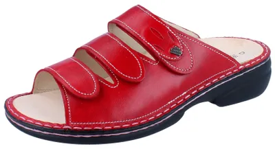 Productafbeelding van Finn Comfort Kos, Rood, Dameschoenen, comfortabele slippers, leer, NIEUW - Dameschoenen, slippers / teenslippers, rood, leer (nube)