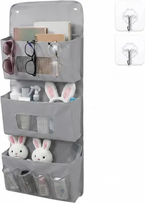 Productafbeelding van Opvouwbare 3-laagse hangende organizer met 4 vakken - Slaapkamer - Kantoor - Kasten - Achterdeur - Grijs
