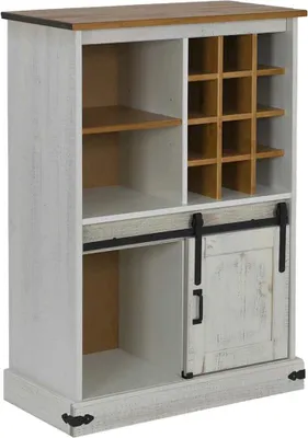 Produktbild von Weinschrank HALDEN mit Weinregalen und Schiebetür Weiß Kiefer