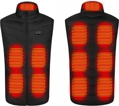 Herren Heizweste Gepolsterte Weste Winter Heizweste mit 11 Heizzonen USB Elektrisch beheizte Jacke für Outdoor Motorrad Camping Angeln Skifahren,Schwarz,5XL