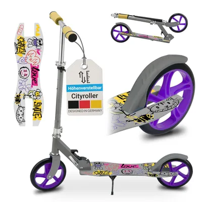 Produktbild von Kinder-Roller 24622, mit XXL-Rädern, Fußständer, Hinterrad-Reibungsbremse, blau