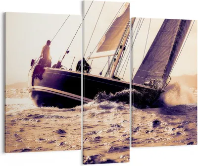 Produktbild von Bild auf Leinwand - Leinwandbild - Meer Yacht Welle - 95x80cm - Wand Bild - Wanddeko - Wandbilder - Leinwanddruck - Bilder - Kunstdruck - Wanddekoration - Leinwand bilder - Wandkunst - CB95x80-3719