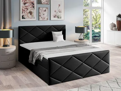 Obrázek produktu pro Kontinentální manželská postel 180x200 MATIA - černá + topper