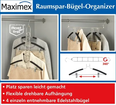 Produktbild von Wenko Raumspar-Bügel-Organizer 5tlg – 6 x 1 x 51 cm