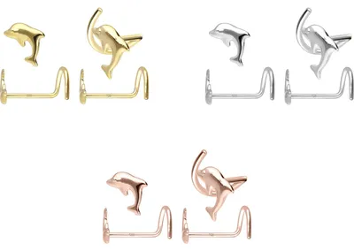 Produktbild von Nasenpiercing, Nasenstecker 14/18 Karat Gold Nasenstecker Spirale DELFIN
