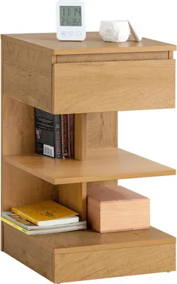 Zdjęcie produktu dla FBT49, szafka nocna/stolik nocny, 1 szuflada, 3 półki, kawowy brąz, szer. x wys. x gł. ok. 39x65x39 cm