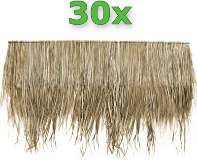Produktbild von 30x Palmdach 148 x 80 cm Palmpaneele Palmschindel Natur Dachschindel Reetdach Strohdach 100% nachhaltiges Naturmaterial Wetterfest Regenfest Langlebig