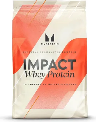 A bag of MyProtein Impact Whey Protein.