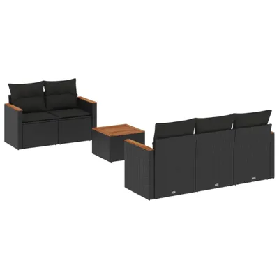 Produktbild von 6-tlg. Garten-Sofagarnitur mit Kissen Schwarz Poly Rattan