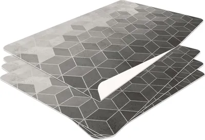 Produktbild von HUBDECO Strapazierfähige Schützende Esstischmatten - Set mit 4 abwaschbaren Vinyl-Tischmatten - Platzdeckchen für Küche - Tischmatte - Tischsets Abwaschbar - 44x32cm - Modell 31