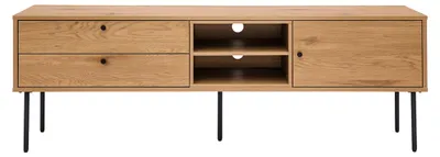 Produktbild von Miliboo - TV-Möbel mit hellem Holzdekor in Eiche und schwarzen Metallfüßen B160 cm PERNELLE
