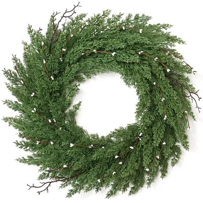 Productafbeelding van Norfolk Kerstkrans voor huisdeur - 56 cm - Dennenboom - Adventskrans - Deurkrans - Kerstmis - Buiten - Groen - Deuren