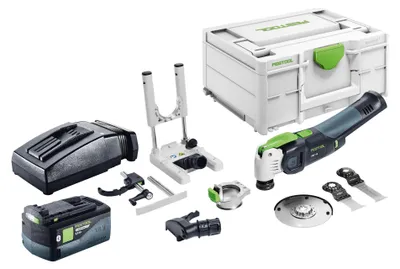 Produktbild von Festool OSC 18 E-Basic-Set Akku Oszillierer 18 V Starlock Max Brushless + 1x Akku 5,0 Ah + Ladegerät + 7 tlg. Zubehör Set + Systainer