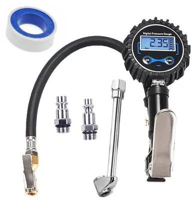 Productafbeelding van Digitale bandenspanningsmeter van Famanu met LCD-display en snelaansluiting - 200 PSI