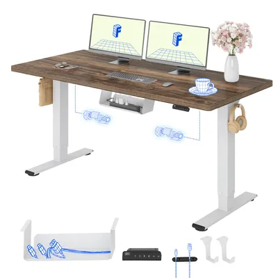 Produktbild von FLEXISPOT E1 Pro Elektrisch Höhenverstellbarer Schreibtisch 140x80cm 25MM EINTEILIGE TISCHPLATTE Doppelmotor 120KG Tragkraft, 4 Speicherplätze (Braun)