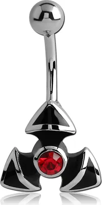 Produktbild von KoolKatana Bauchnabel Piercing Banane Dreieck Chirurgenstahl 316 L Kristall rot Z223.D4