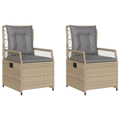 Produktbild von vidaXL Gartensessel 2 Stk. Verstellbar Beige Poly Rattan