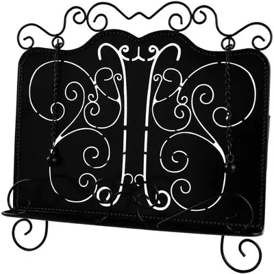 Imagen del producto de Soporte para libros de cocina Ibenzoa® de hierro fundido: ángulo de lectura ajustable, atril plegable con diseño de corazón y mariposa, 33,5 x 33 x 5 cm, con cadenas para evitar que las páginas se vuelvan, ideal para la cocina y la oficina