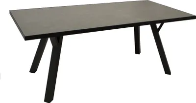 Produktbild von DEGAMO Gartentisch Alutisch Tisch MANCIANO 180x90cm, Aluminium dunkelgrau + Glas in Keramikoptik dunkelgrau