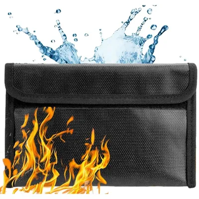 Produktbild von Feuerfeste Dokumententasche Dokumentenmappe - 20 x 12 cm - Schwarz - Für Notfälle