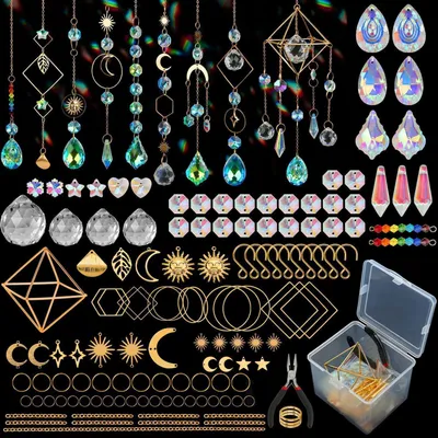 Immagine prodotto di Kit per creare decorazioni a forma di arcobaleno con cristalli, ideale per progetti fai-da-te, composto da 400 pezzi