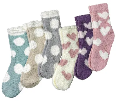 Produktbild von Kuschelsocken Damen 6 Paar 35-38/39-42 Herz Punktmuster